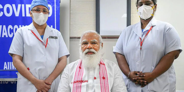 ਮੋਦੀ ਨੇ ਏਮਜ਼ ਵਿਖੇ ਕੋਵੈਕਸਿਨ ਦੀ ਲਈ ਪਹਿਲੀ ਡੋਜ਼