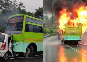 ਝਾਰਖੰਡ ਵਿੱਚ ਬੱਸ ਅਤੇ ਕਾਰ ਵਿਚਾਲੇ ਟੱਕਰ ਦੌਰਾਨ 5 ਵਿਅਕਤੀ ਜ਼ਿੰਦਾ ਸੜੇ