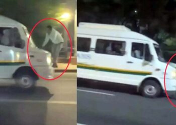 ਮਿੰਨੀ ਬੱਸ ਦੇ ਬੋਨਟ ਤੇ ਸ਼ਖ਼ਸ ਨੂੰ ਕਈ ਕਿਲੋਮੀਟਰ ਤੱਕ ਘੜੀਸਿਆ